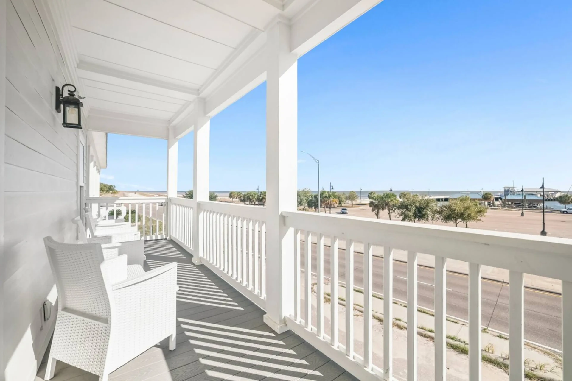 Private porch overlooking the Gulf — a more spacious alternative to Pass Christian hotels